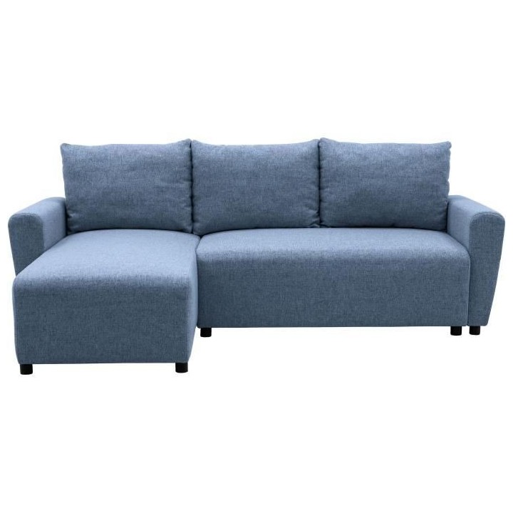 Canapé d'angle convertible 3-4 places STEWART - Tissu bleu - L224 x H