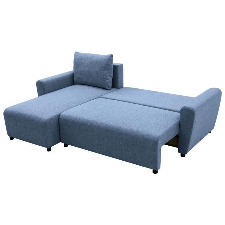 Canapé d'angle convertible 3-4 places STEWART - Tissu bleu - L224 x H