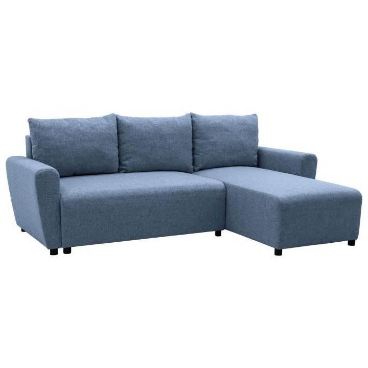Canapé d'angle convertible 3-4 places STEWART - Tissu bleu - L224 x H