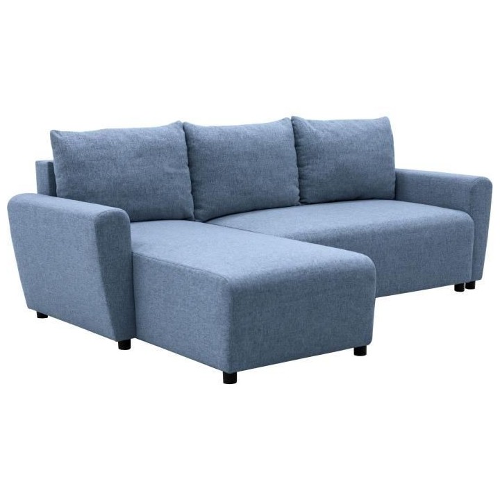 Canapé d'angle convertible 3-4 places STEWART - Tissu bleu - L224 x H