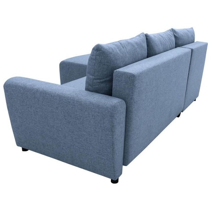 Canapé d'angle convertible 3-4 places STEWART - Tissu bleu - L224 x H