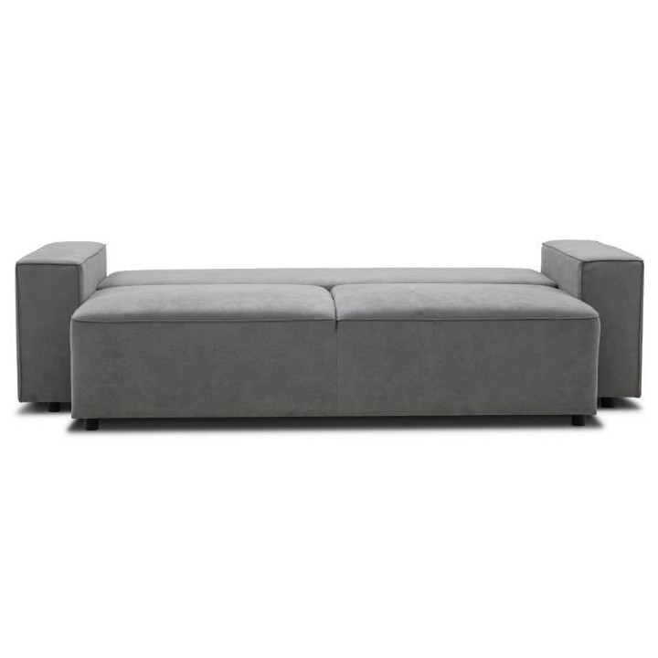 Canapé droit convertible 3 places JOSH - Tissu gris - Coffre de range