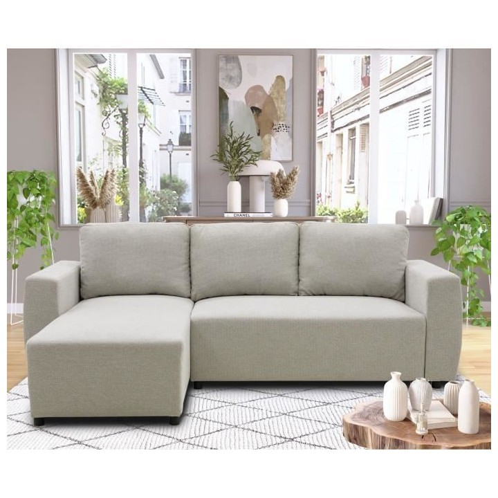 Canapé d'angle convertible réversible 3 a 4 places - PHARELL - Tissu