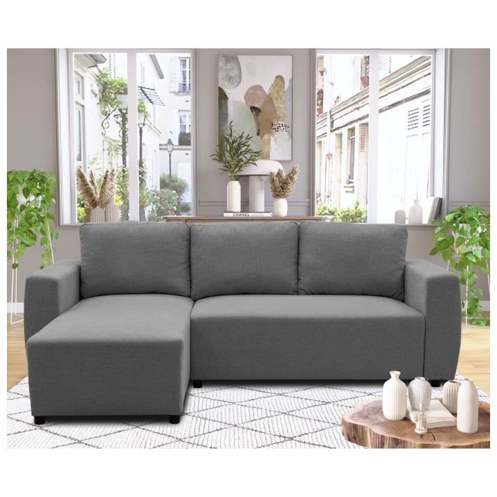 Canapé d'angle convertible réversible 3 a 4 places - PHARELL - Tissu