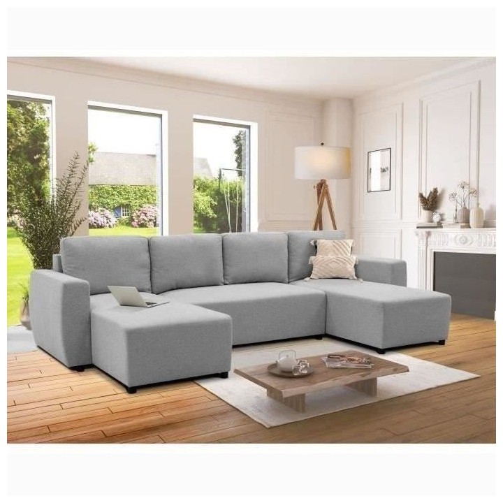 Canapé d'angle convertible panoramique PHARELL 5/6 places - Tissu sou