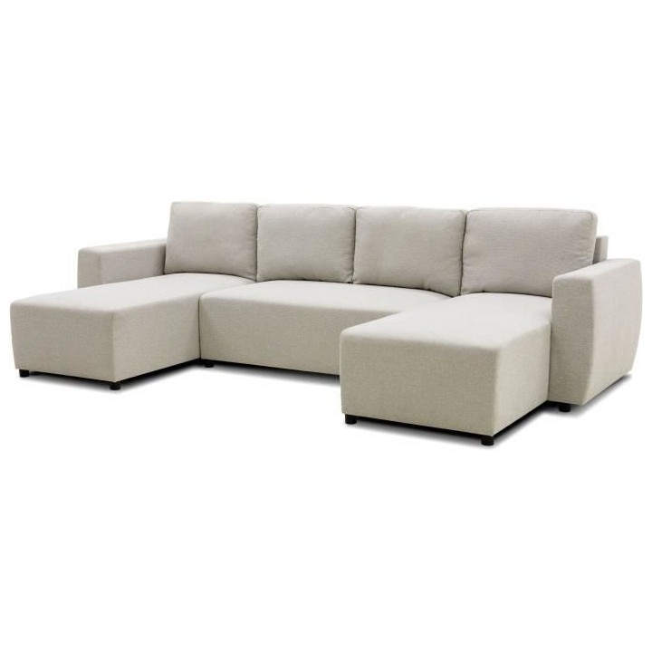 Canapé d'angle convertible panoramique PHARELL 5/6 places - Tissu bei