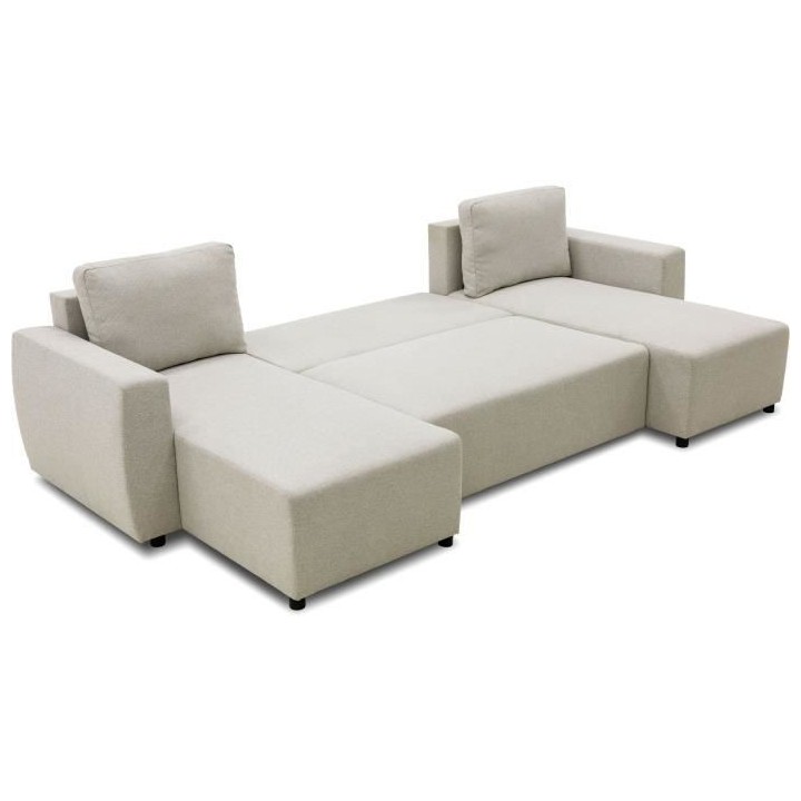 Canapé d'angle convertible panoramique PHARELL 5/6 places - Tissu bei