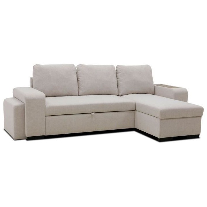 Canapé d'angle convertible réversible VALDO 3 a 4 places - Tissu Bei