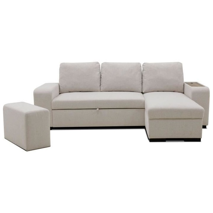 Canapé d'angle convertible réversible VALDO 3 a 4 places - Tissu Bei