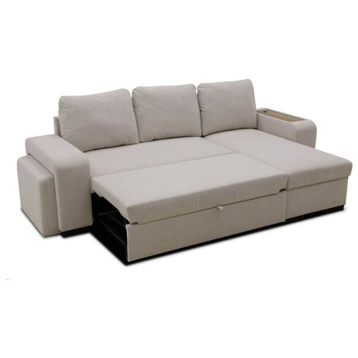 Canapé d'angle convertible réversible VALDO 3 a 4 places - Tissu Bei