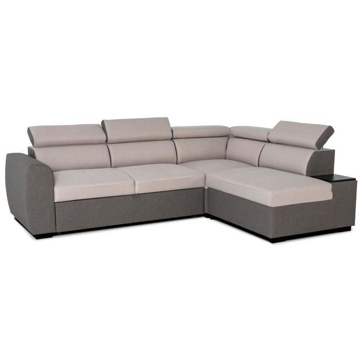 Canapé d'angle réversible convertible - 4 places - Tissu Beige et PU