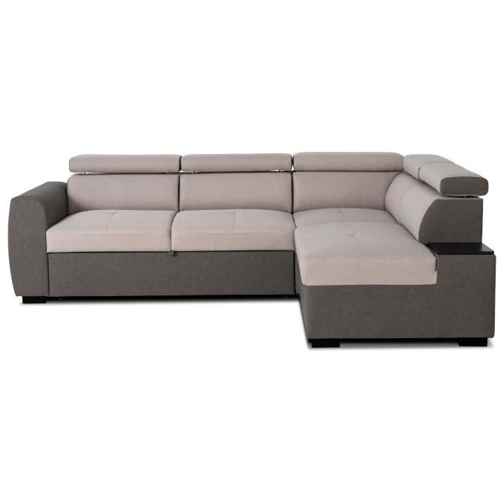 Canapé d'angle réversible convertible - 4 places - Tissu Beige et PU