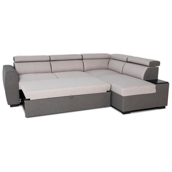 Canapé d'angle réversible convertible - 4 places - Tissu Beige et PU