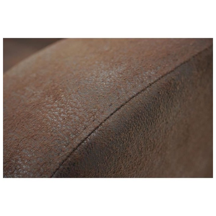 Canapé 2 places LINCOLN - Tissu marron vieilli - Style Vintage - L138