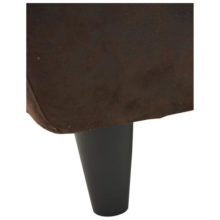 Canapé 2 places LINCOLN - Tissu marron vieilli - Style Vintage - L138