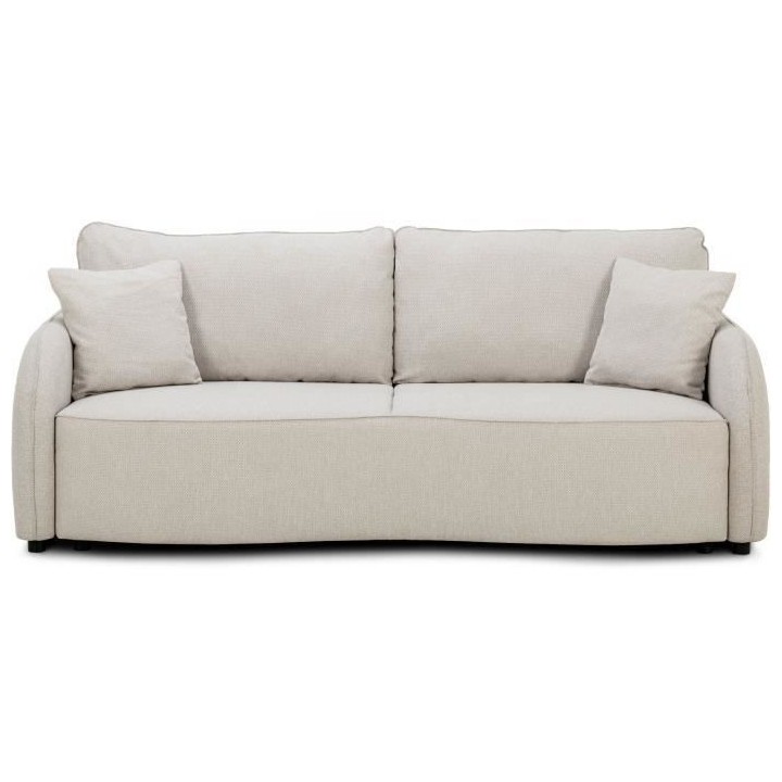 Canapé convertible BARI 3 places - Tissu beige - Coffre de rangement