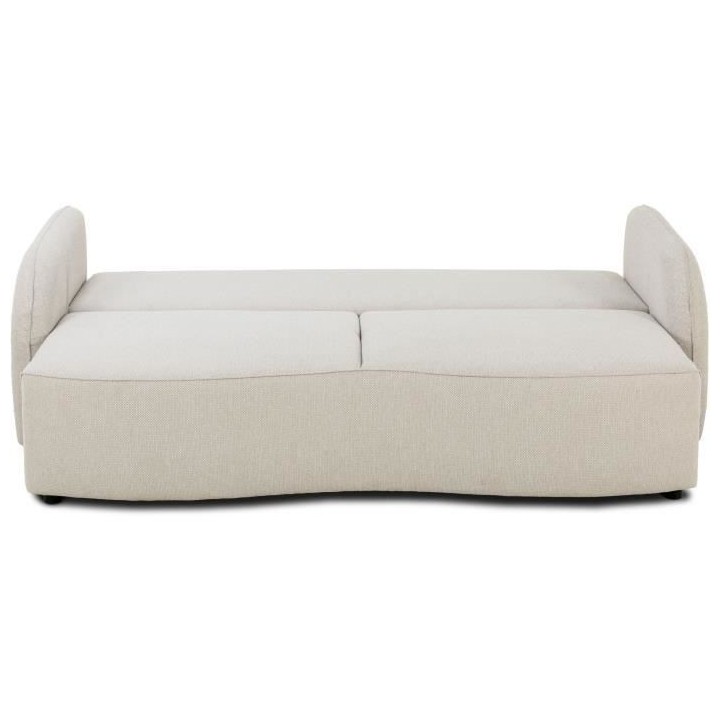 Canapé convertible BARI 3 places - Tissu beige - Coffre de rangement