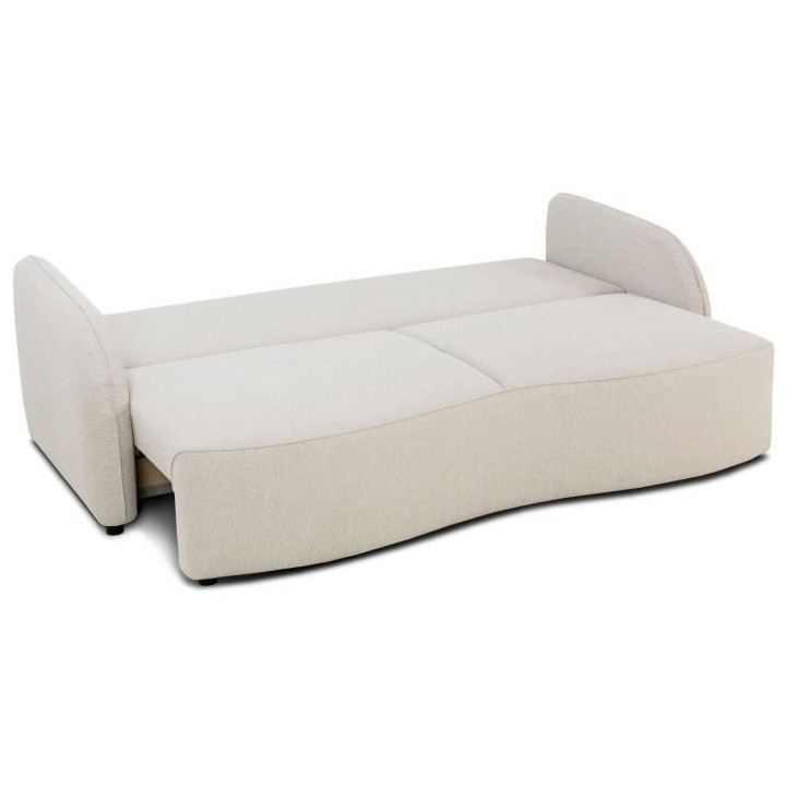 Canapé convertible BARI 3 places - Tissu beige - Coffre de rangement