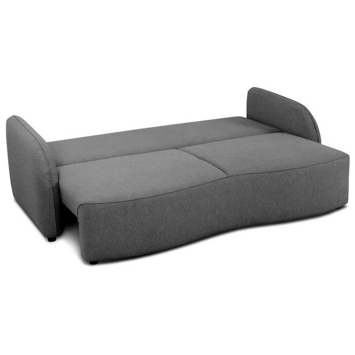 Canapé convertible BARI 3 places - Tissu anthracite - Coffre de range