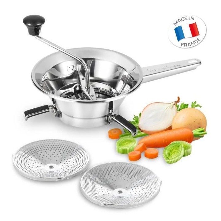 MOULINEX A40106 Moulin a légumes 19 cm, 2 grilles inox, Pied rabattab