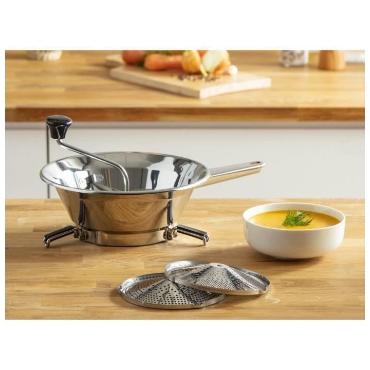 MOULINEX Moulin a légumes 24 cm, 2 grilles inox, Pied rabattables, So