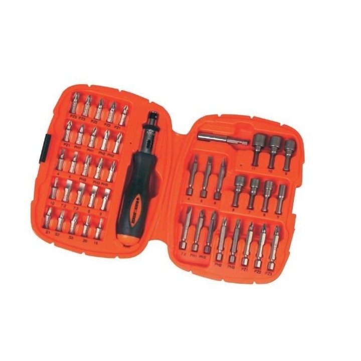 Kit Tournevis et Embouts a Cliquet (45 pieces) BLACK+DECKER - A7039-XJ