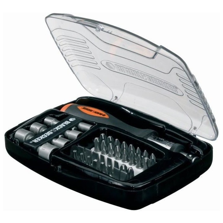 Kit de Tournevis a Cliquet avec accessoires (40 pieces) BLACK+DECKER -
