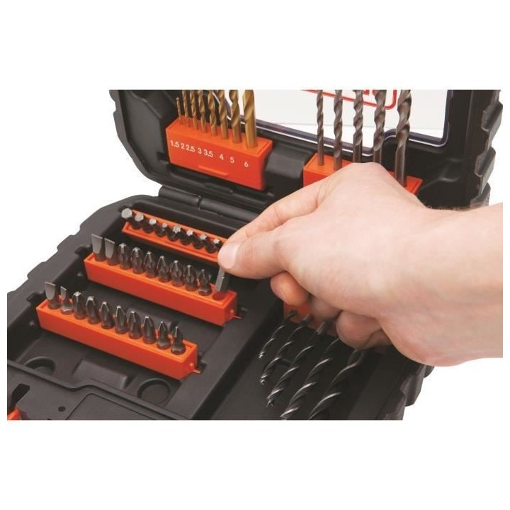 Coffret Perçage Vissage BLACK+DECKER - A7232-XJ - 50 Accessoires - Fo