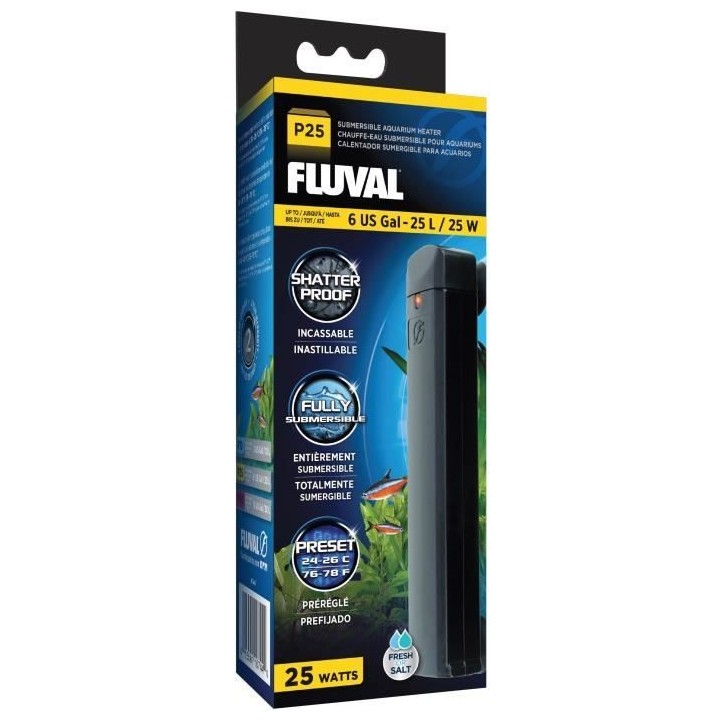 FLUVAL Chauffe-eau FL P25 Pre-set Aquarium Heater - Pour poisson