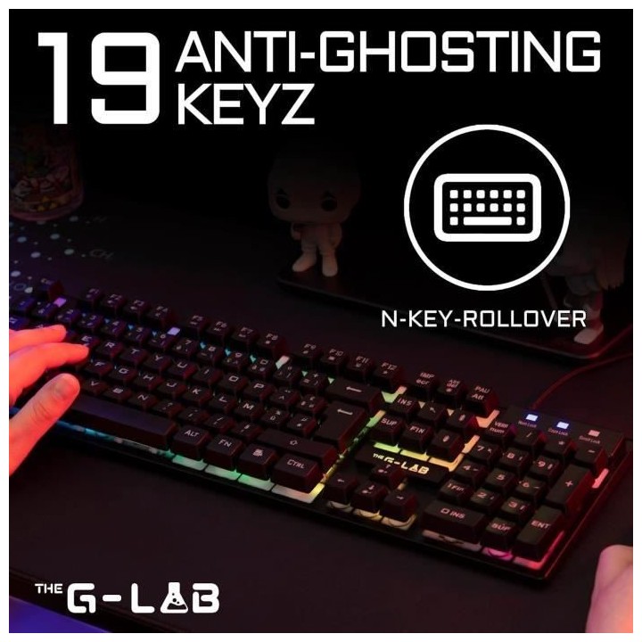 Clavier Gaming - Membrane RGB - THE G-LAB - KEYZ-CAESIUM/FR - FR Layou