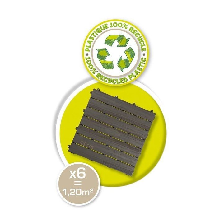 Smoby - Set de 6 dalles - Plancher de Maison - Anti-UV - 45x45cm - Eff