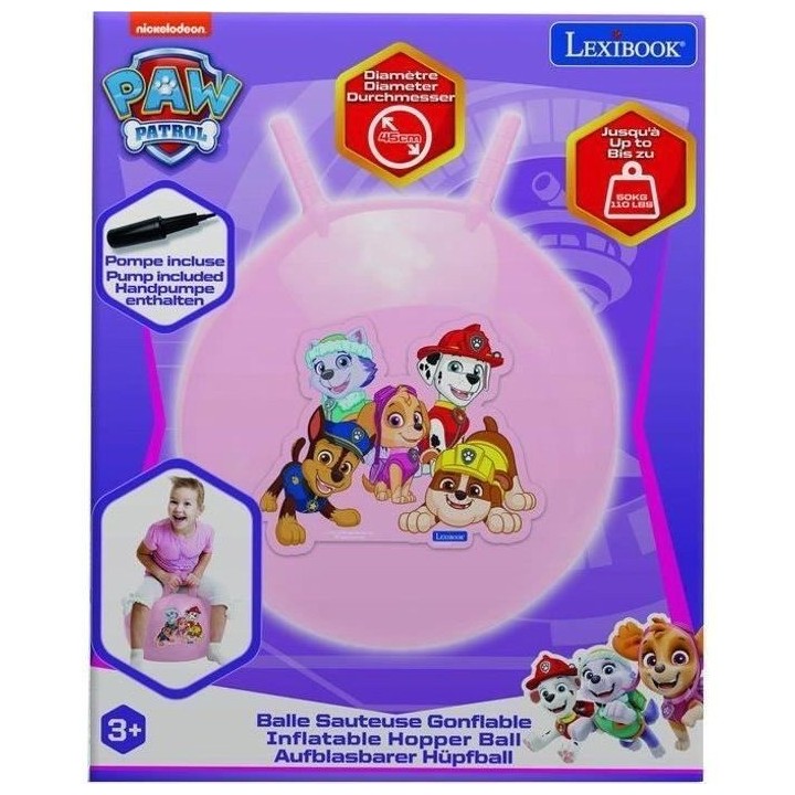 Balle Sauteuse Gonflable rose Pat' Patrouille 45cm
