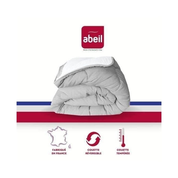 ABEIL Couette tempérée BICOLORE 220x240cm - Blanc & Gris chiné