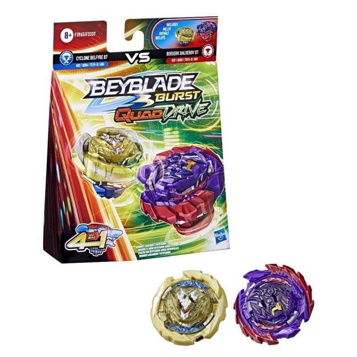 BEYBLADE - Burst QuadDrive - Dual Pack Cyclone Belfyre B7 Berserk Bald