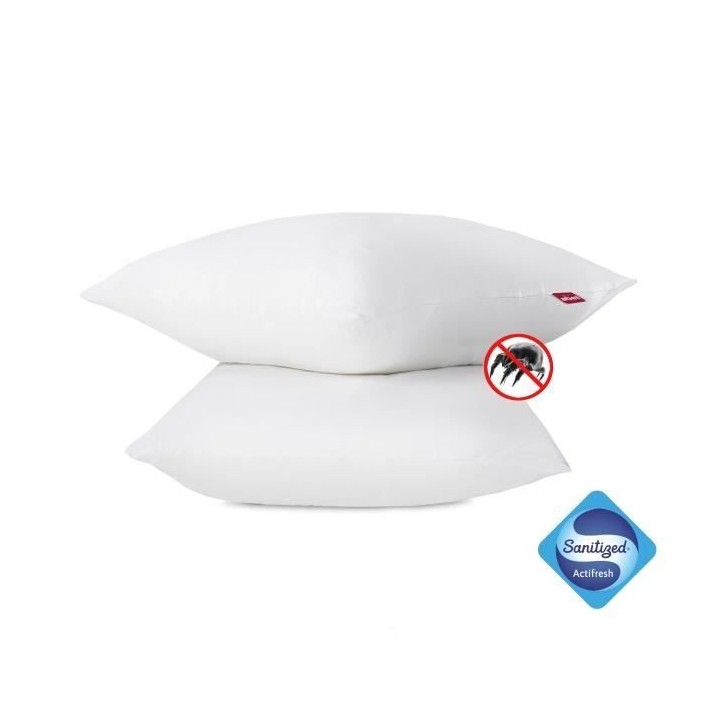ABEIL Lot de 2 Oreillers Anti-Acarien - 60 x 60 cm - Blanc