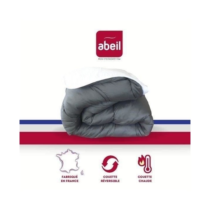 ABEIL Couette Bicolore - 200 x 200 cm - Blanc et gris