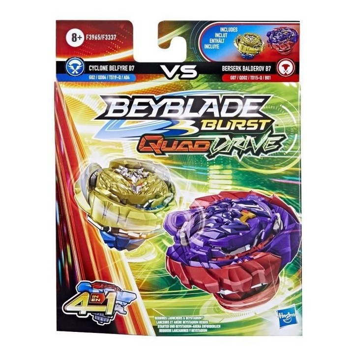 BEYBLADE - Burst QuadDrive - Dual Pack Cyclone Belfyre B7 Berserk Bald