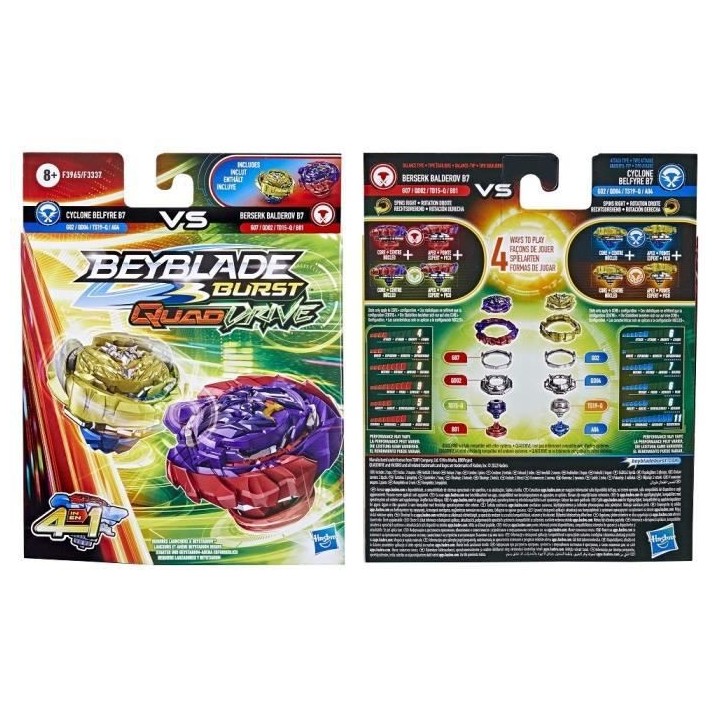 BEYBLADE - Burst QuadDrive - Dual Pack Cyclone Belfyre B7 Berserk Bald