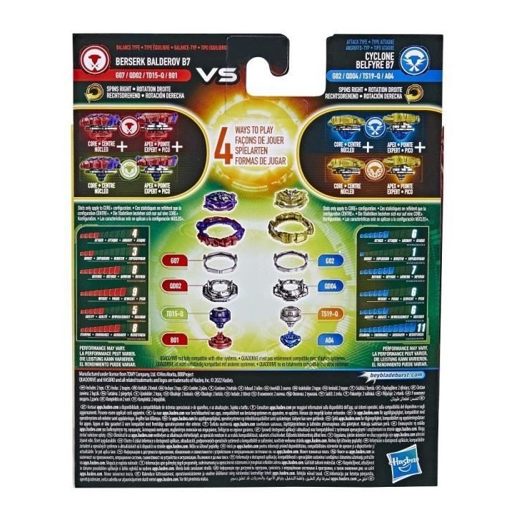 BEYBLADE - Burst QuadDrive - Dual Pack Cyclone Belfyre B7 Berserk Bald