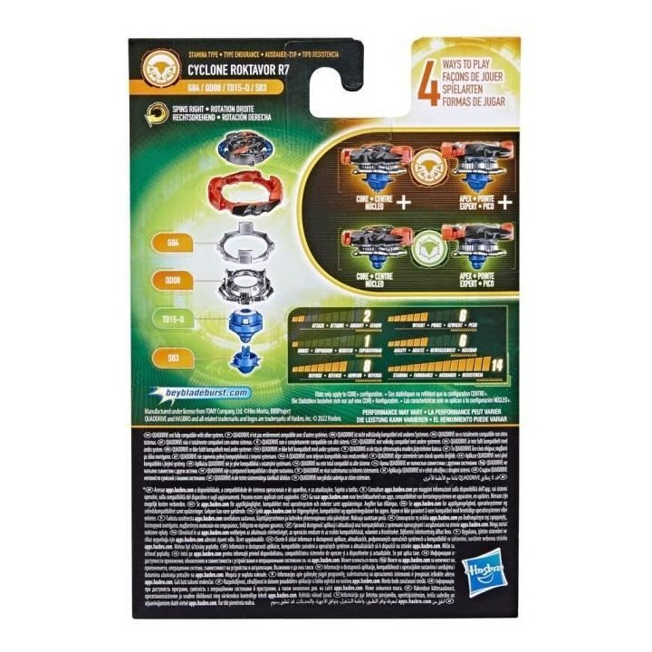 BEYBLADE - Burst QuadDrive - Starter Pack avec toupie Cyclone Roktavor