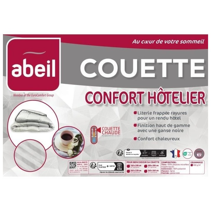 ABEIL Couette Confort Hôtelier 220 x 240 cm