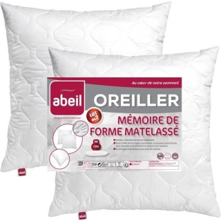 ABEIL Lot de 2 Oreillers a mémoire de forme matelassés- 60x60 cm - B