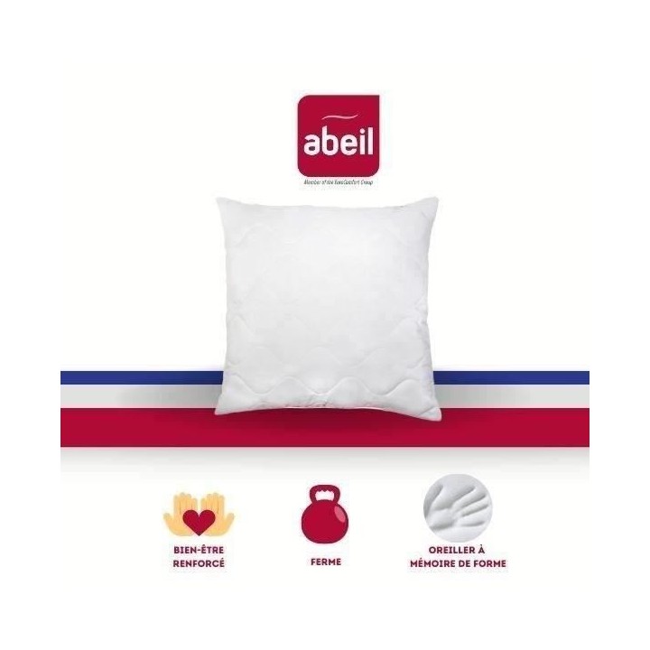 ABEIL Oreiller a mémoire de forme matelassé 60x60 cm blanc