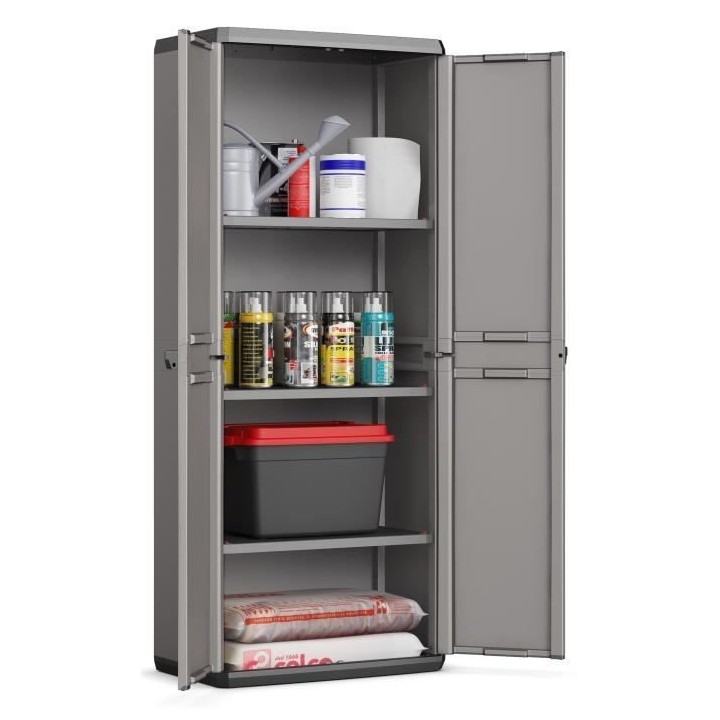 Armoire de rangement - KETER - Più - 3 tablettes réglables - Gris /