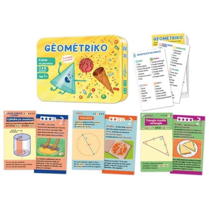 Géométriko - Asmodee - 4 jeux de géométrie - Quizz, rami, 7 famill