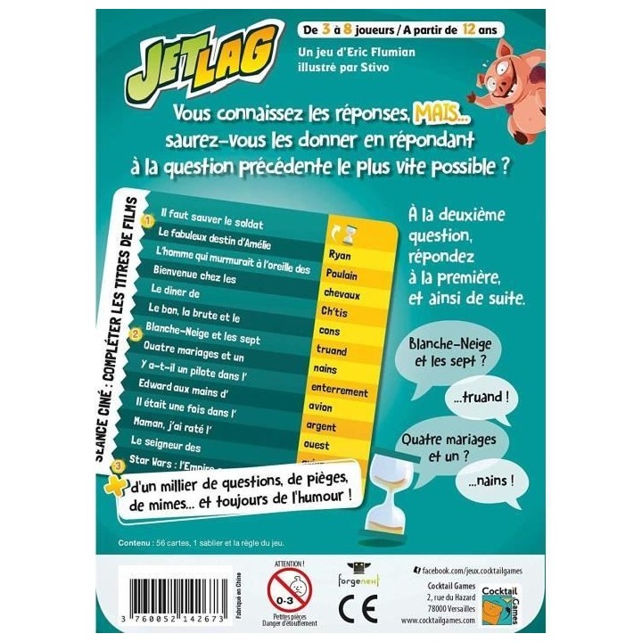 Jeu de société Jet Lag - ASMODEE - Jetlag - Jeu d'action et réflexe