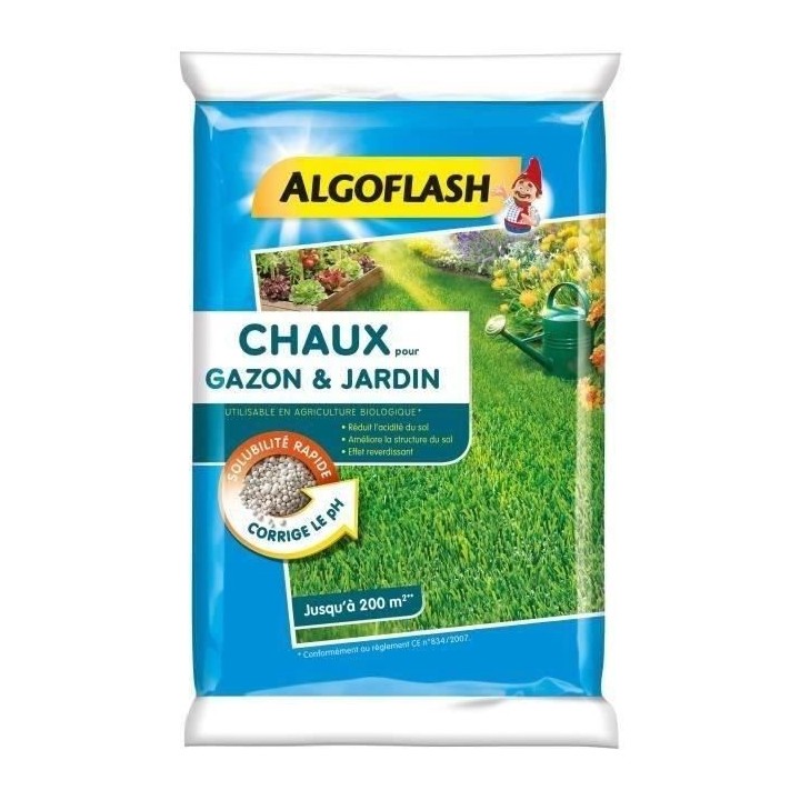 ALGOFLASH Chaux pour gazon et jardin - 10 kg