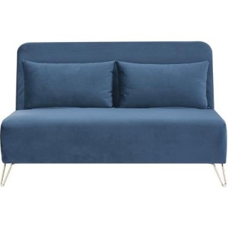 Banquette convertible 2 places - Velours Bleu - Style scandinave - L 1