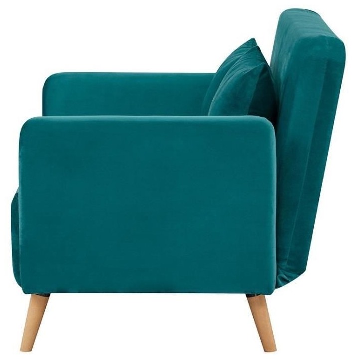 Canapé BZ DEPLO 2 places - Tissu bleu canard 140 - L 152 x P 90 x H 8