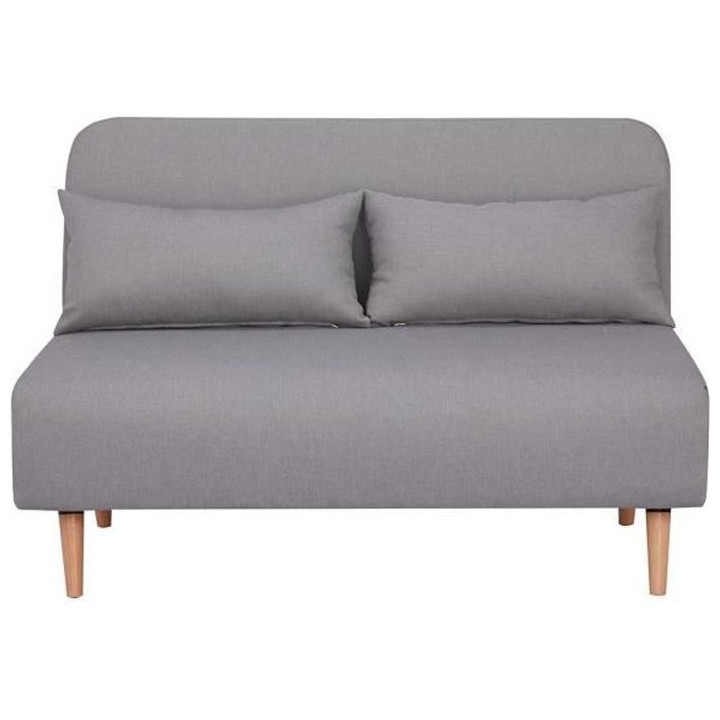 Banquette BZ 2 places - Style scandinave gris - L 130 x P 90 x 81 cm -